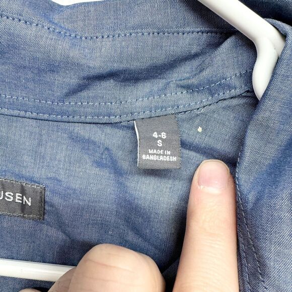 VAN HEUSEN Button Up Women Size S 4-6 Blue Long Sleeve Cotton Spread Collar - Picture 3 of 5